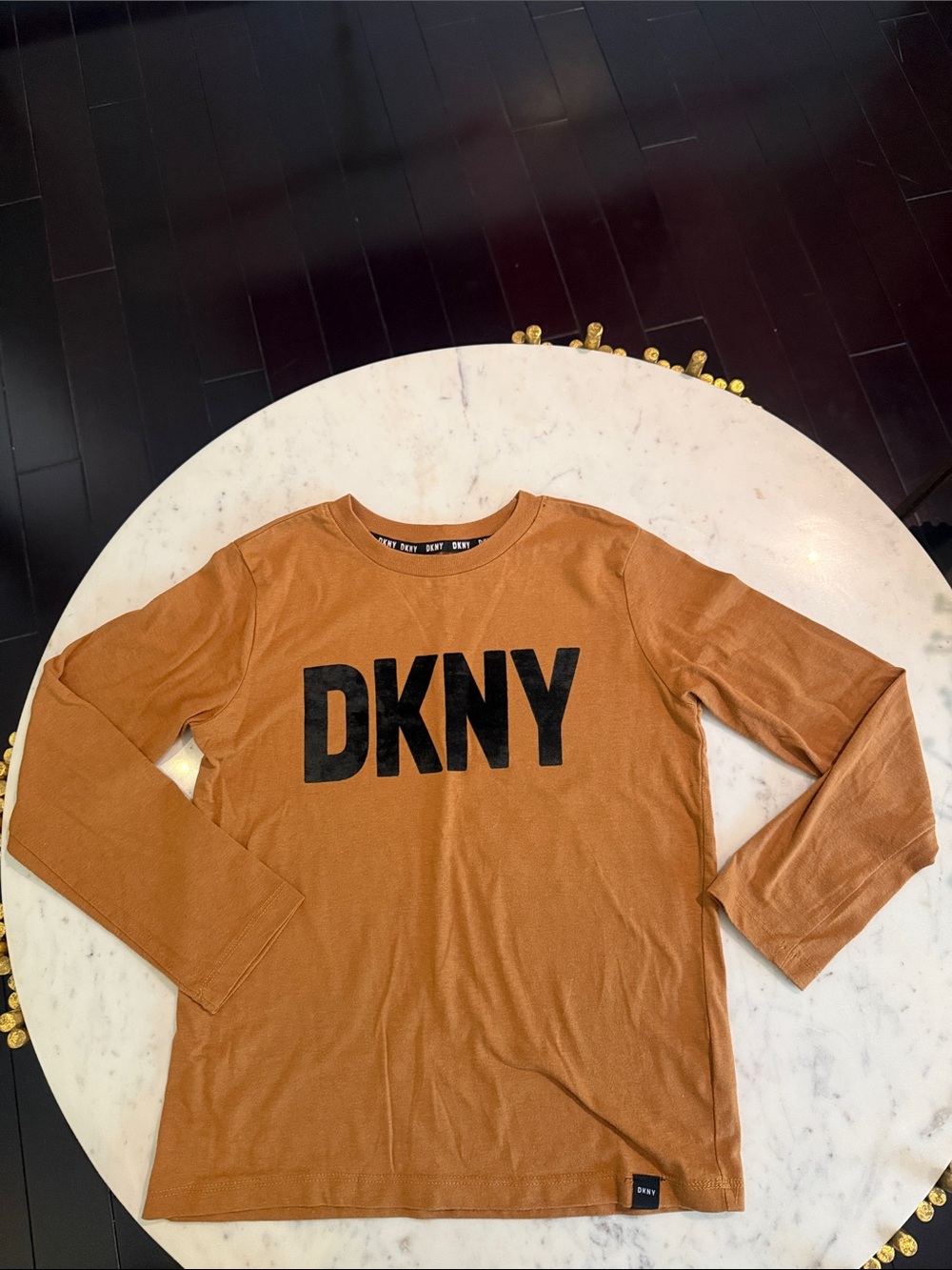DKNY Burnt Orange Long Sleeve Logo Tee